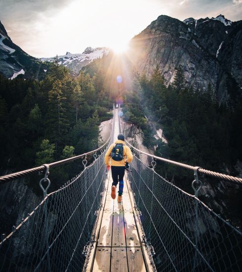 running man on bridge